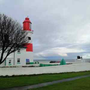red and white Souter Lighthouse, and its fog horn stand looking out to sea. The Wrecklings is set here.