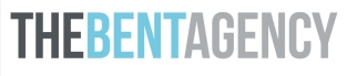 photo description: logo of The Bent Agency - capital letters in black, blue and grey